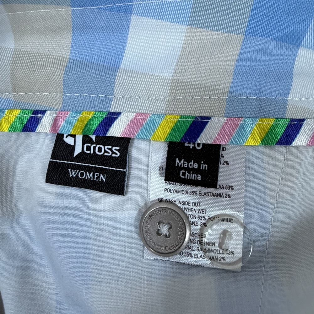 Cross Sportswear Womens Blue Tan Plaid Golf Shorts W Classic Size 8 NWT Swiss - Picture 3 of 13